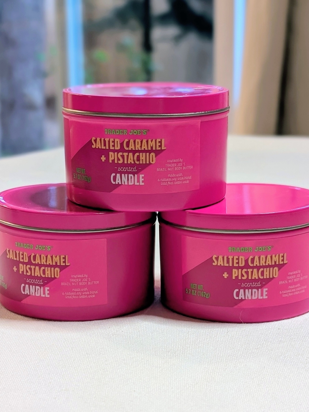 Trader Joe's Salted Caramel + Pistachio Scented Candle | Lot of 3 | NWT